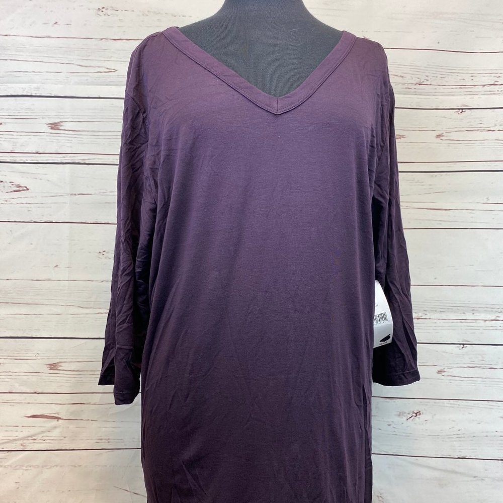 Karen Kane Purple 3/4 Sleeves Top Blouse 2X NEW